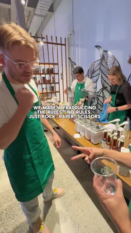 A post by @win_wolf on TikTok caption: No rules just ROCK PAPER SCISSORS! @starbucksnz Happy birthday Frappucino! (ad/event)@Starbucks NZ @PK 