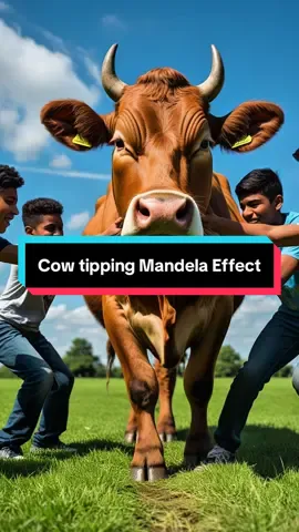 A post by @aiworldcruz on TikTok caption: Do you remember cow tipping 🐄🤔 #conspiracytheory #conspiracytiktok #mandelaeffect 