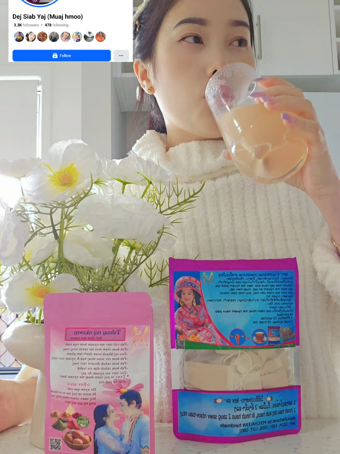 A post by @mosyaj7 on TikTok caption: yim siv yim nyiam 😋🌺