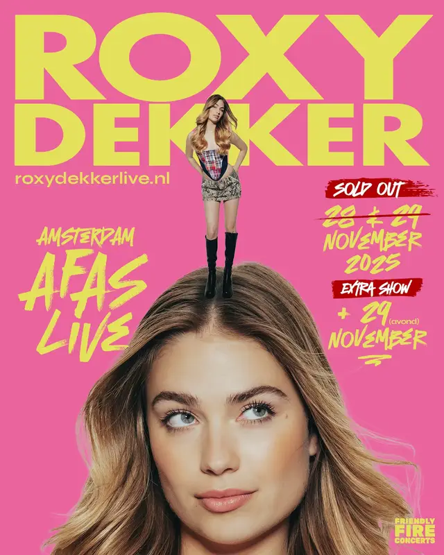 A post by @roxydekker on TikTok caption: OMG!! Alle kaarten waren in 2 minuten weg 😍. We hebben een extra show toegevoegd op zaterdagavond 29 november in AFAS Live. Dit is een 16+ concert! Kaarten zijn direct te koop via roxydekkerlive.nl