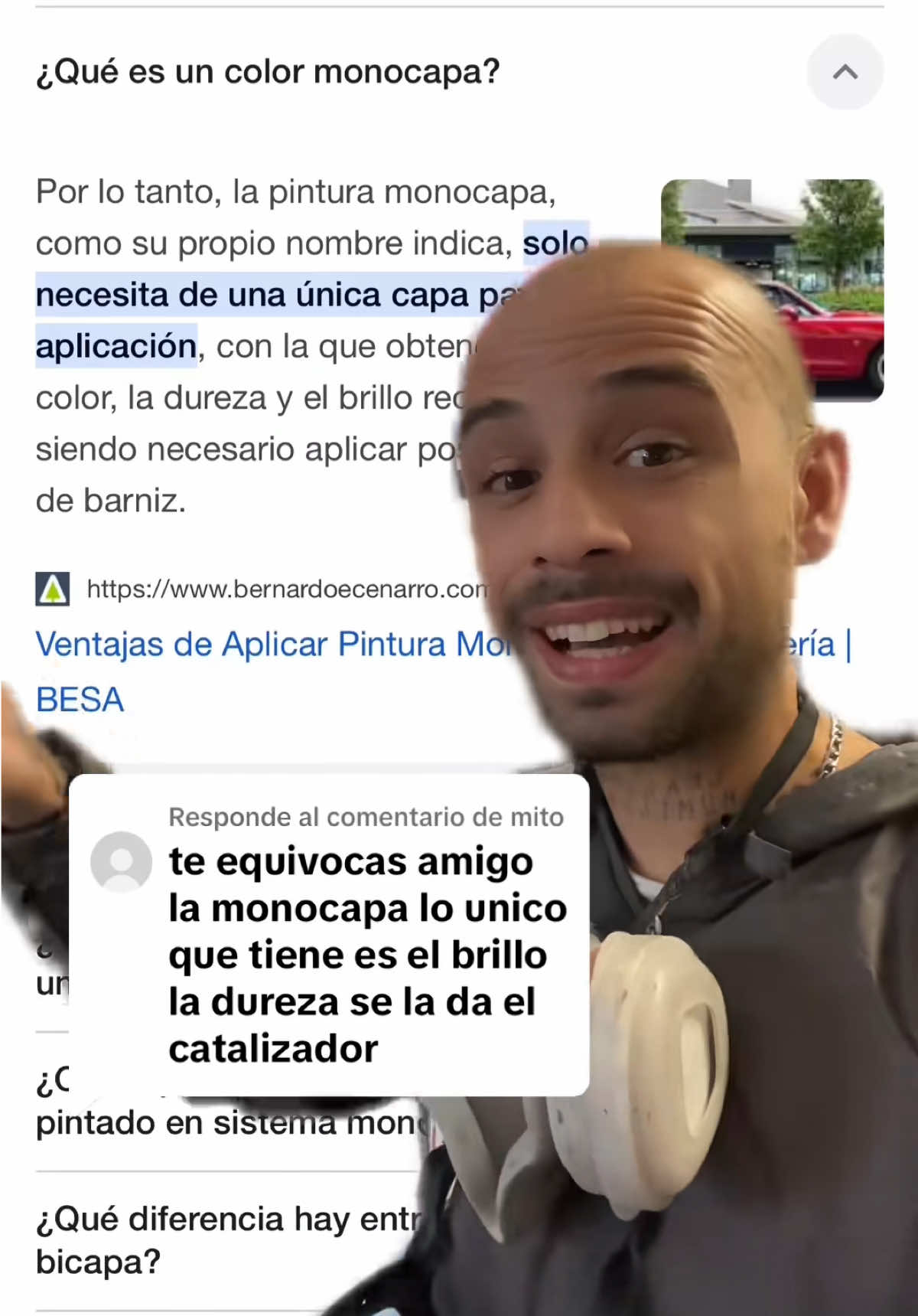 A post by @chivitocars on TikTok caption: La fórmula de la pintura MONOCAPA 🚀 #coches #chapaypintura #respuesta #chivitocars #reparacion #parati 