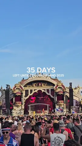 A post by @tomorrowland on TikTok caption: 35 days left until Tomorrowland 2025. #ElectronicMusic #tomorrowland #festival 