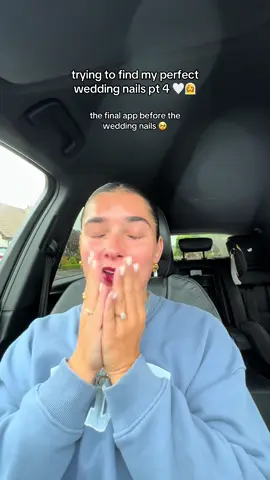 A post by @annaliviahynds on TikTok caption: the final episode of searching for wedding nails 🥹🥹🥹 #weddingnails #bridalnails #2025bride 