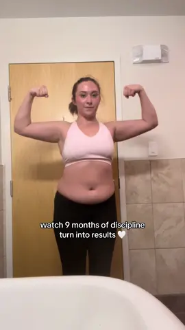 A post by @xobrooklynne on TikTok caption: going into this there was only one thing I knew, if I kept showing up for myself… results would have to come SOMEDAY. I didn’t know when, there wasn’t a definite timeline but I kept showing up.  I’m so grateful for the journey because it’s built so much more confidence in myself that I can make a promise & stick to it! That I can do hard things & that self motivation + resilience has started to bleed into other areas of my life 🤍  I’m not a fitness guru by any means, I’m just a girl who invested in herself & signed up at her local commercial gym. If I can do it, you can too !!  #fitnessmotivation #fitnesstransformation #gymmotivation #gymtransformation #GymTok 