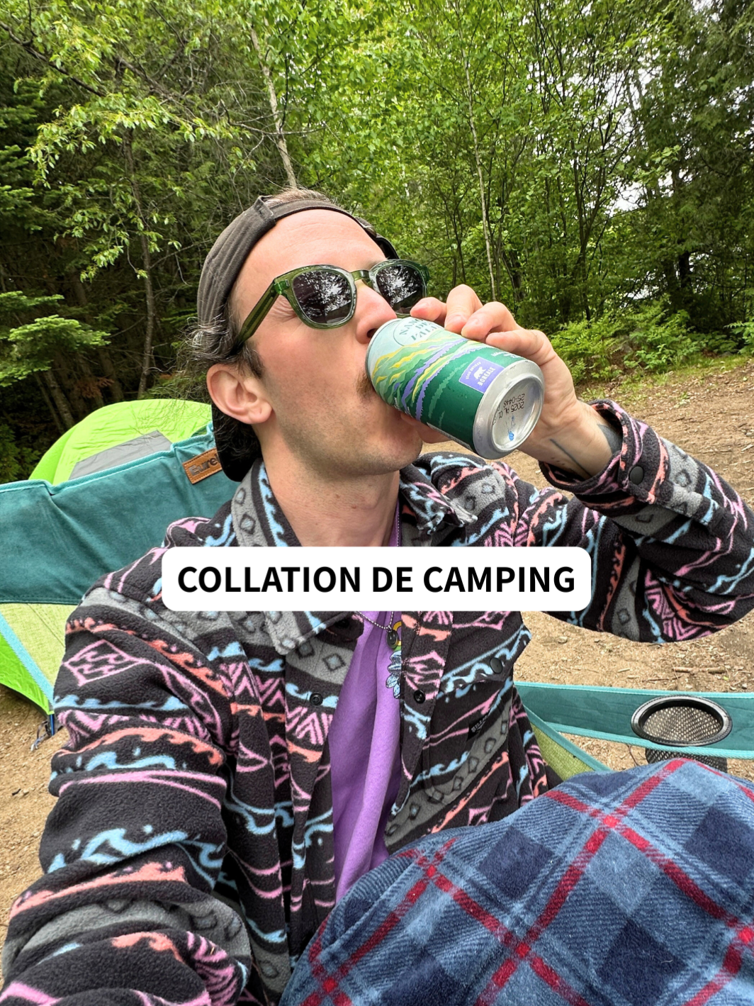 A post by @antoinebcotes on TikTok caption: Bière + croustilles au vinaiye c'est un must. Pas de fromage en grains cette fois-ci. 📍 Réserve faunique Mastigouche - Sépaq 🏕️ Terrain Tonnerre 1 - Camping rustique 🚙 Via l’Accueil Catherine 🐕 Les chiens sont admis sur cet emplacement #sepaq #reseausepaq #camping #solocamping #Mastigouche #ReserveFaunique