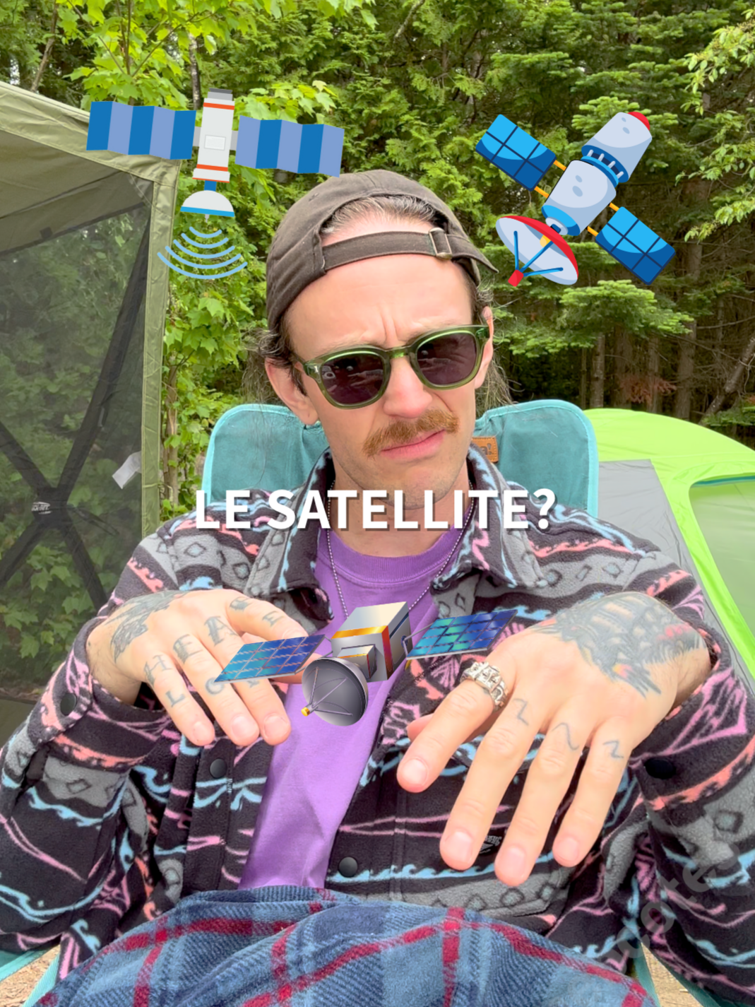 A post by @antoinebcotes on TikTok caption: "pointe vers le satellite" I mean where the f*ck is the satellite. #humour 📍 Réserve faunique Mastigouche - Sépaq 🏕️ Terrain Tonnerre 1 - Camping rustique 🚙 Via l’Accueil Catherine 🐕 Les chiens sont admis sur cet emplacement #sepaq #reseausepaq #camping #solocamping #Mastigouche #ReserveFaunique