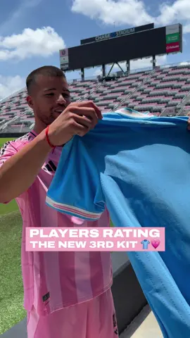 A post by @intermiamicf on TikTok caption: The riptide 🌊 effect. Watch the team’s first reaction to the new adidasfootball Third Kit. 👀 #InterMiamiCf #MLS 