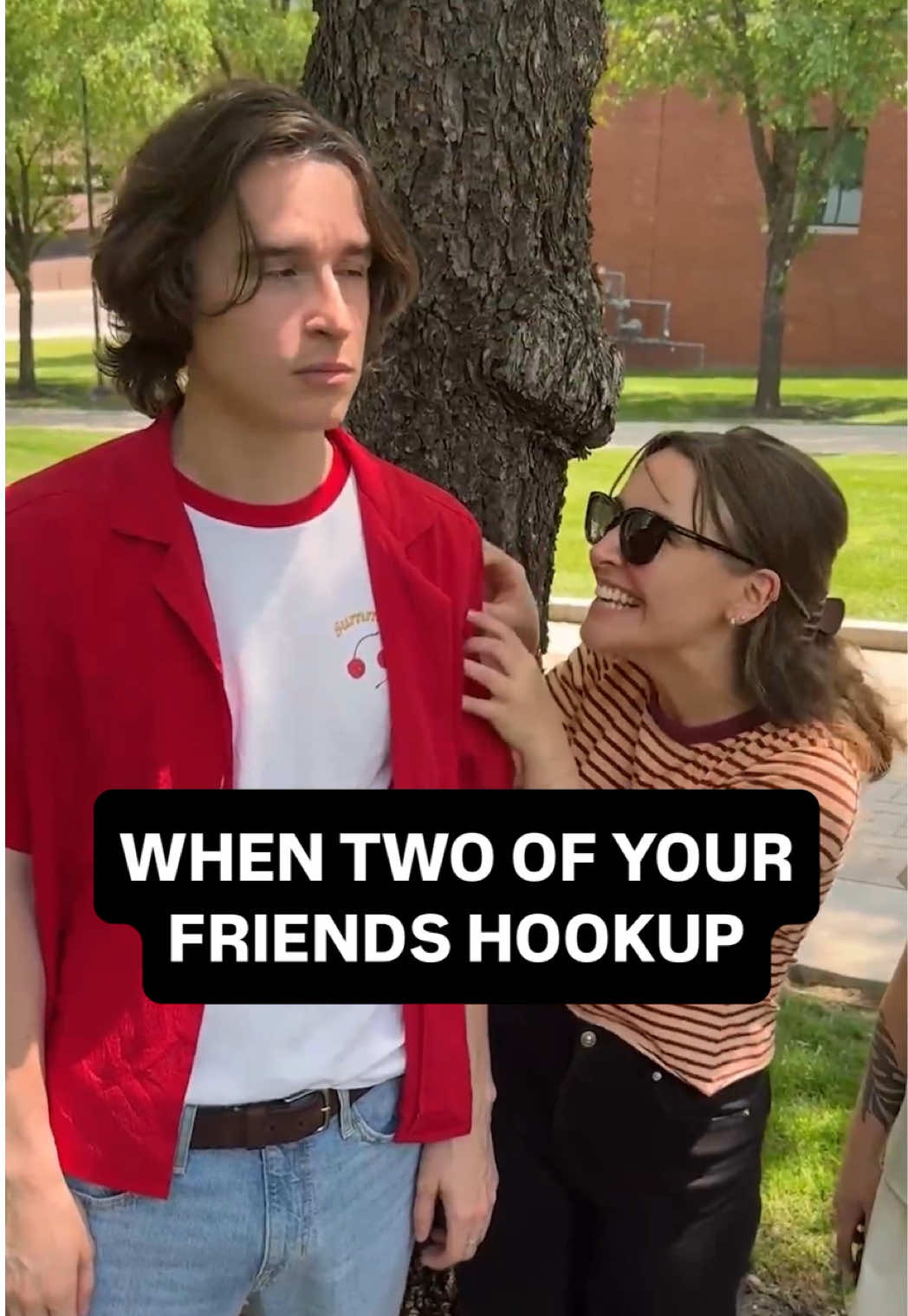 A post by @collegelifeshorts on TikTok caption: no friend group is safe @lydia #collegelife #dating #friends