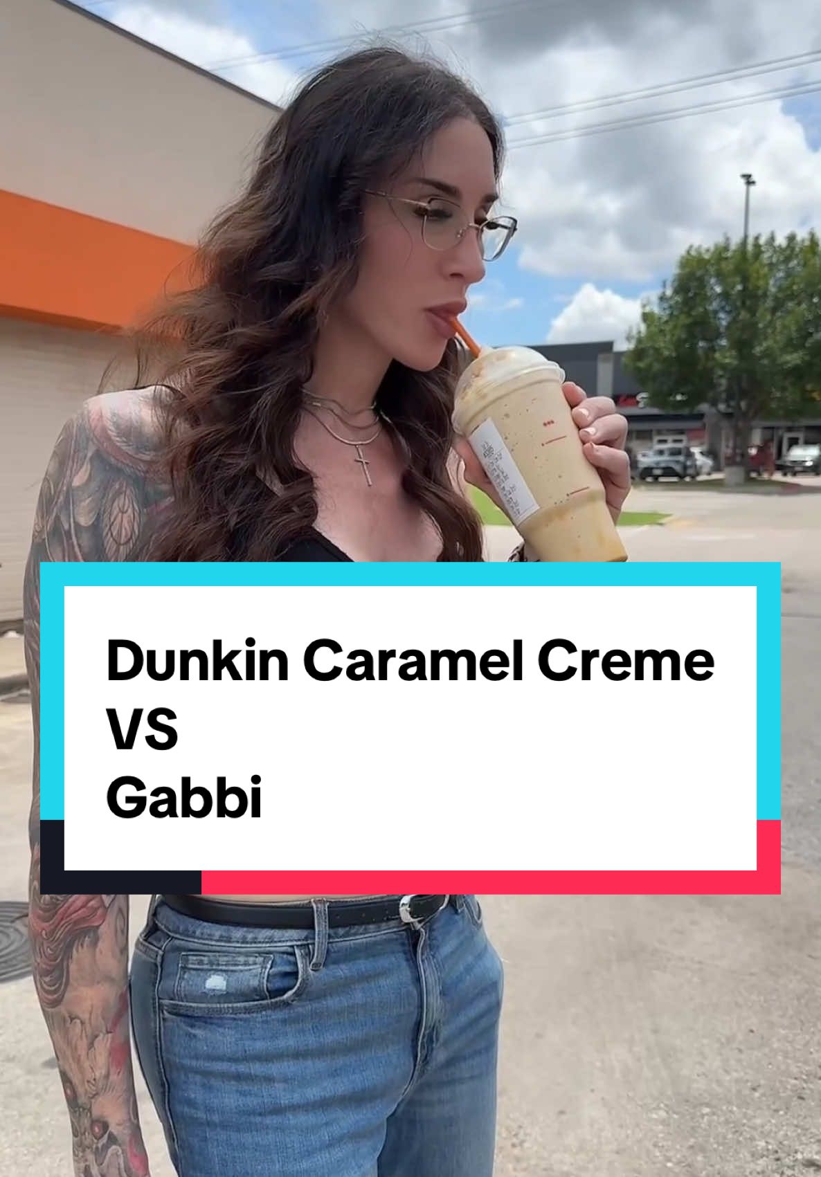 A post by @gabbituft on TikTok caption: Dunkin or the Gabbified version? Which are you doing? - Recipe below! - 156g of sugar and every other terrible ingredient I talk about consistently. How is this even legal? - That’s 4.3 days of sugar for a male and 6.2 days worth of sugar for a female 🤯 - For more incredible recipes like the one below, signup for my 1-on-1 fitness and nutrition coaching: - Details in bio OR - Go to coachgabbi.com - Gabbified Dunkin Carmel Iced Blended Coffee thingie: - Ingredients: 8 oz coffee, cold 1/2 can chocolate Slate 1 scoop Truvani chocolate protein powder 1/4 c + 3 Tbsp Allulose 2 oz unsalted butter 1/2c + 1 Tbsp heavy whipping cream 1 tsp almond butter Make the caramel sauce: Melt butter and allulose in a saucepan over medium-low heat. The butter will melt and will start to bubble, resembling a low boil. Simmer mixture for 3 minutes, stirring a few times with a rubber spatula. After 3 minutes has passed, pour in heavy cream, then add SunButter. Whisk until combined and reduce heat to lowest temp. Cook until it thickens (7-15 minutes). Watch to avoid burning.  Remove from stove, pour into a bowl and pop in freezer until cooled. Make your iced coffee: Right before caramel is cooled, add ice and remaining ingredients to a blender. Blend until smooth. Pour into a glass. Spoon 1/8 of caramel on top of your iced coffee. - #healthy #nutrition #healthysnacks #recipe 