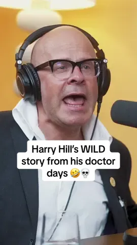 A post by @greatcompanypodcast on TikTok caption: Imagine your doctor shouting for help 😭😭😭 @Harry Hill shares the most chaotic story from his days as a young doctor.  Search ‘Harry Hill Great Company’ on YouTube, Spotify and Apple for the full episode @jamie #harryhill #nhs #comedian #jamielaing 