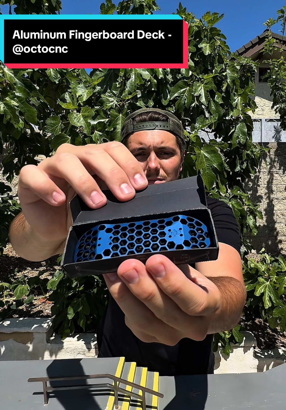 A post by @jakepfb on TikTok caption: ALUMINUM FINGERBOARD DECK from @octocnc on Instagram! Have you ever tried a metal fingerboard deck?  #fingerboard #fingerboarding #fingerskate #travel #review 