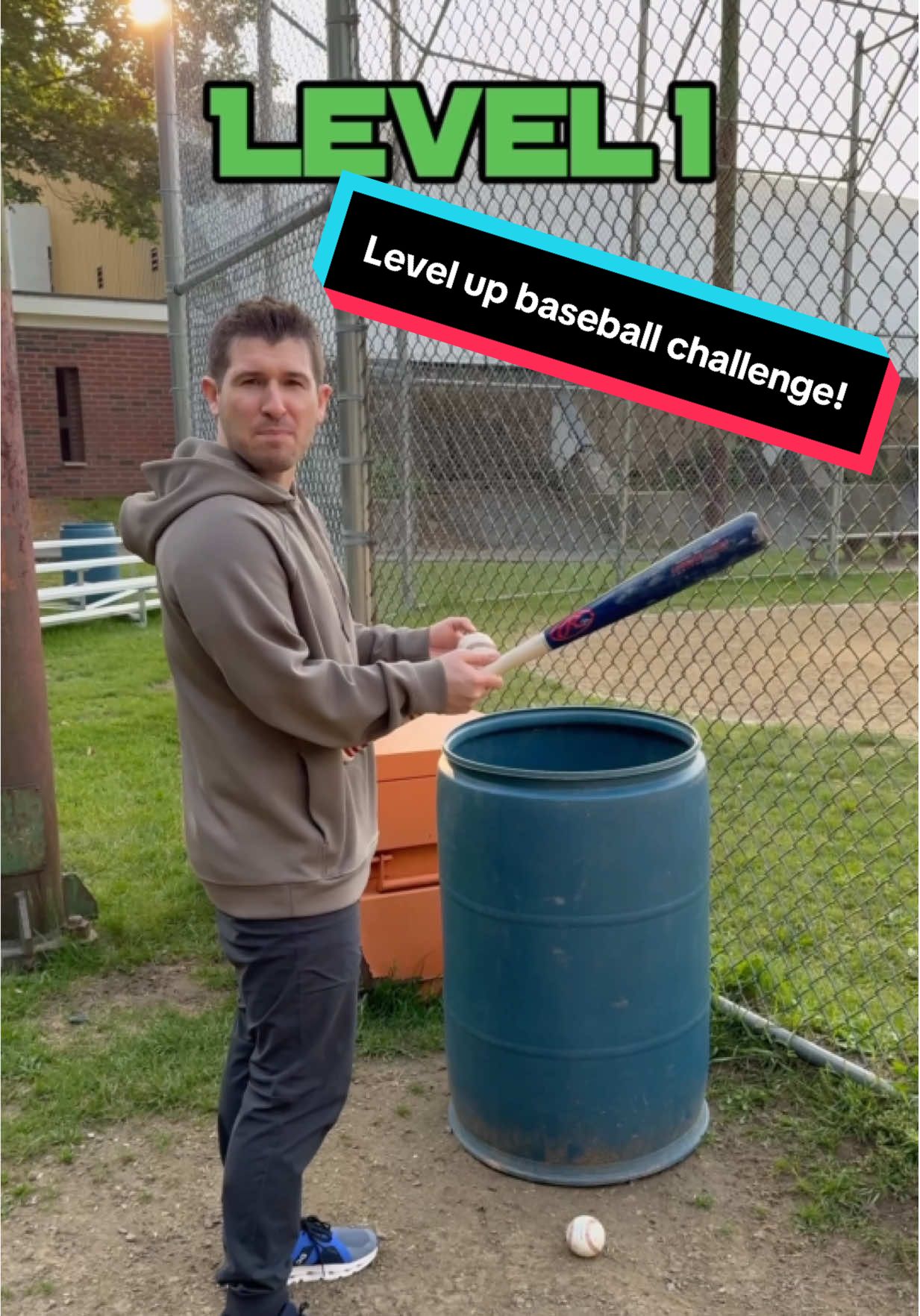 A post by @paulieepaull on TikTok caption: Did I win or lose the final level?! You all decide! #TrickShot #Baseball 