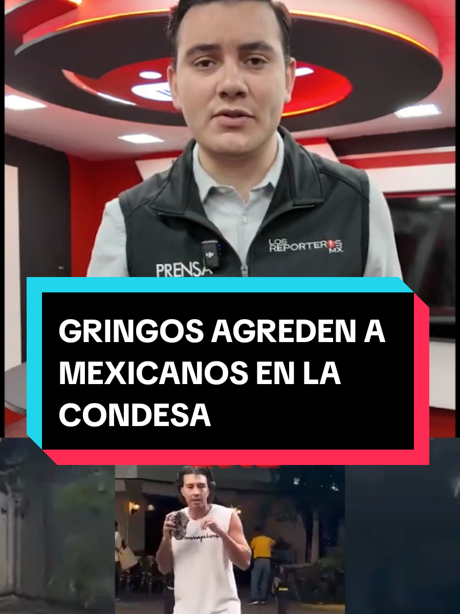 A post by @manuelpedrerooficial on TikTok caption: YA BASTA: GRINGO ATACA A MEXICANOS CON PIEDRAS EN LA CONDESA | MANUEL PEDRERO