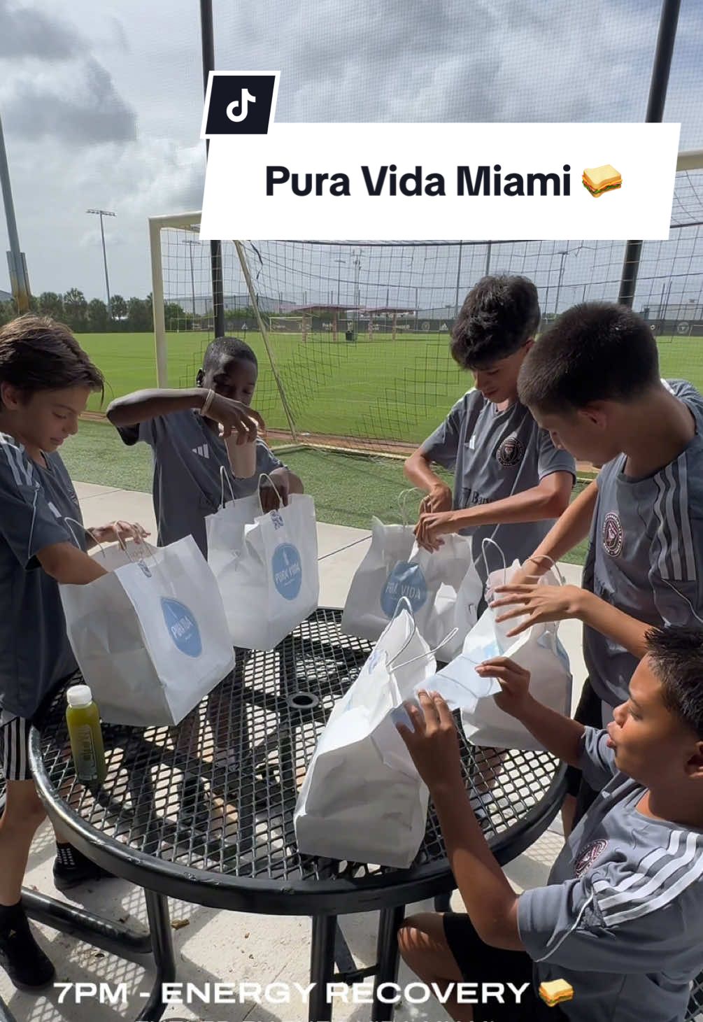 A post by @intermiamicf on TikTok caption: Our U12s, from preparation to energy recovery! 😁🔋 @Pura Vida Miami #InterMiamiCF #IMCF #InterMiami #PuraVidaMiami 