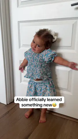 A post by @thecarlinfamily on TikTok caption: The way she started slamming the door on us😂😅 #fyp #thecarlins #cutebaby #babygirl #funny #babiesoftiktok #viral #trending #4u 