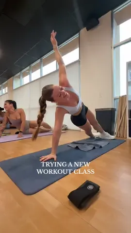 A post by @graciekramer8 on TikTok caption: If this isn’t is your sign to try that new workout class idk what is🕺🏼🪩✨I know it can be scary to try new things, but it could also end up being the best time ever🤭 #new #workout #routine #morning #fitness #class #movement 