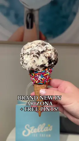 A post by @hungryhotline on TikTok caption: BRAND NEW IN ARIZONA!! 🍦@stellasicecreamahwatukee‘s Grand Opening is TOMORROW, June 14th from 12-5pm!! This new spot is super cute inside and filled with incredible scratch-made ice cream! Here you can pick up a scoop in a fresh warm cone, push-pops, sundaes, fresh brownie or cookie ice cream sandwiches, shakes and so much more! They even have ice cream treats for your dog and  amazing dairy-free options! This is such a fun new spot- let us know if you check it out!!  🥳GRAND OPENING INFO: - Saturday, June 14th for 12-5pm - Free pints of ice cream for the first 100 people in line! - Exclusive grand opening flavors! - Surprise princess visits  - Face painting - Raffles throughout the day! 📍Stella’s Ice Cream 4901 E Ray Rd Phoenix, AZ #icecream #icecreamshop #stellasicecream #grandioening #brandnew #arizona #phoenix #azfood #azdatenight #ahwatukee 