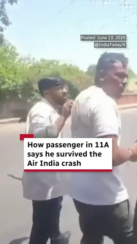 A post by @cbcnews on TikTok caption: Vishwashkumar Ramesh was the only passenger who survived the crash of an Air India plane bound for London that killed at least 240 people on Thursday in Ahmedabad. Social media video appeared to show him walking away from the crash. #AirIndia #PlaneCrash #AirTravel #India #CBCNews 