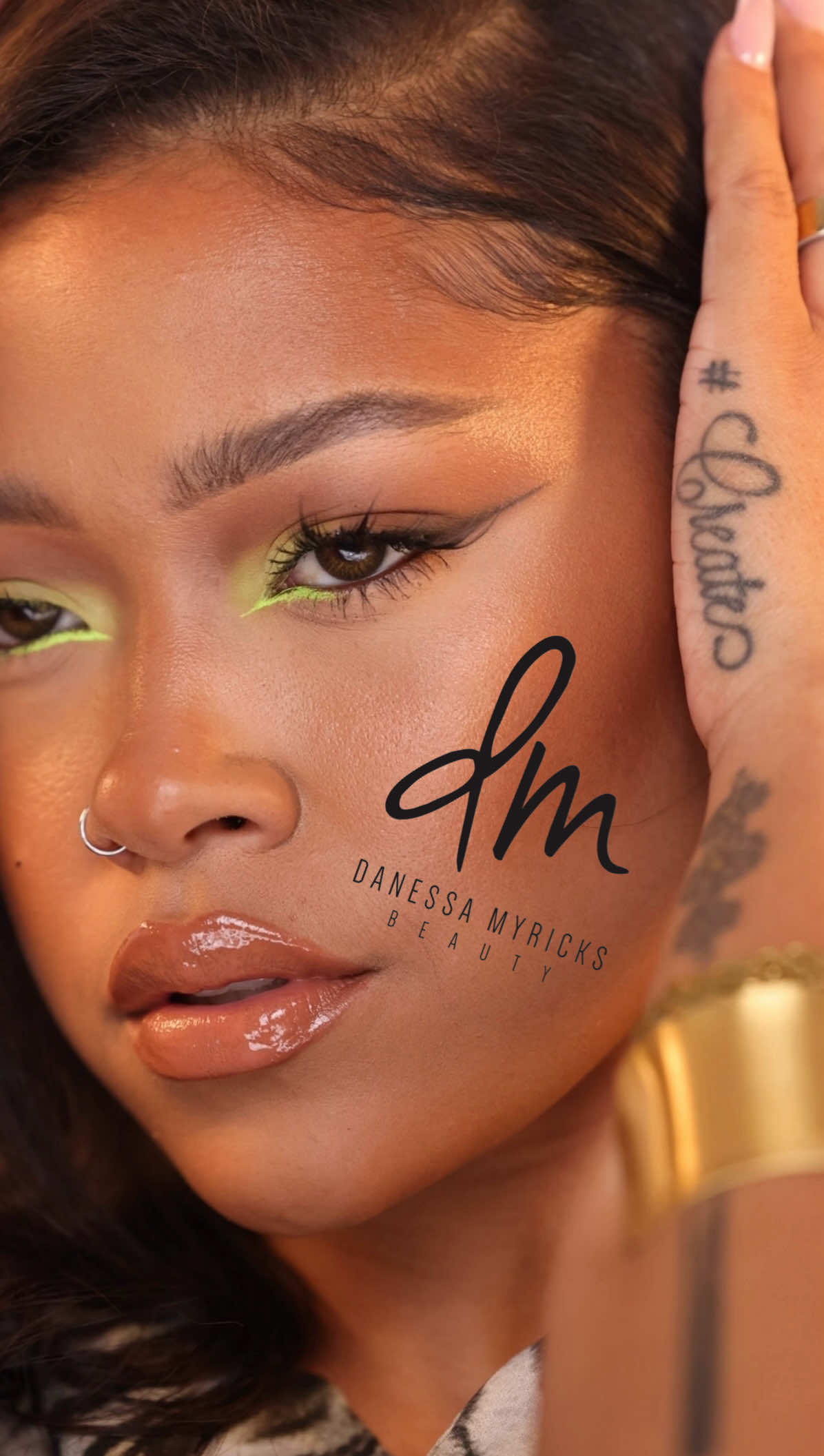 A post by @leilanigreen on TikTok caption: @DanessaMyricksBeauty X MAKEUP BRANDS IN HUMAN FORM. I hope I didn’t let you down Danessa 🥺 I love you! #makeupinspo #makeuptransition