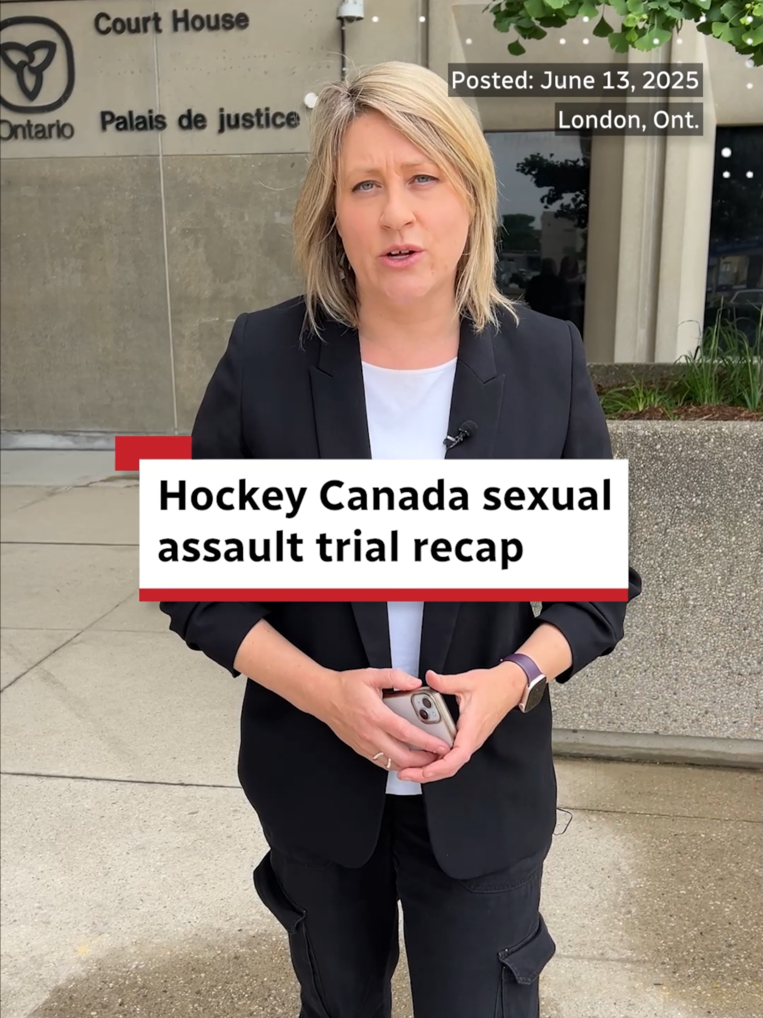 A post by @cbcnews on TikTok caption: The sexual assault trial of five former world junior hockey players stretched across three months in London, Ont., before finally coming to a close with the last witness. CBC’s Katie Nicholson breaks down some of the key moments and testimony. #HockeyCanada #Trial #Canada #CBCNews
