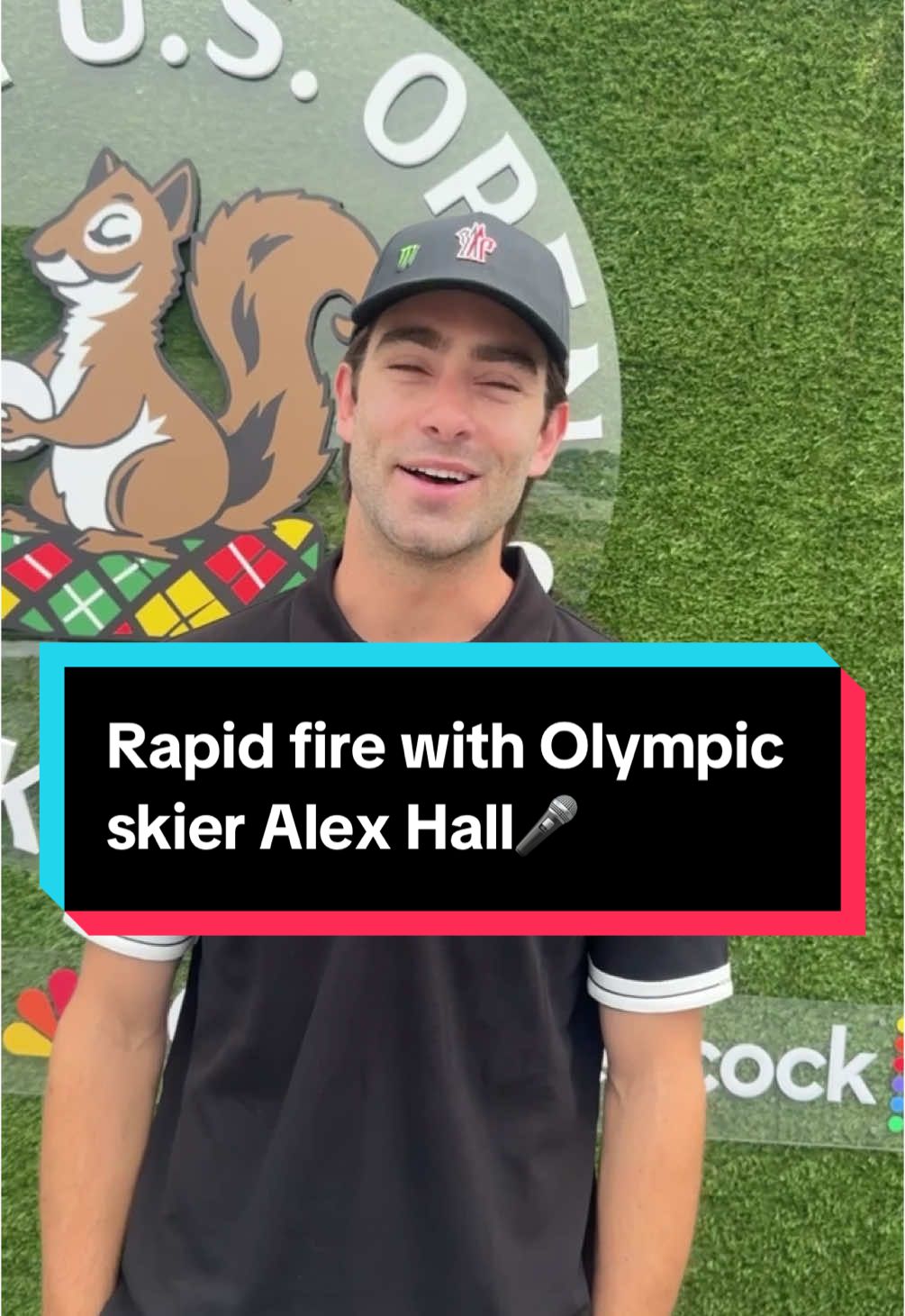 A post by @nbcolympics on TikTok caption: Copy: Olympic Gold Medalist Alex Hall is on a different type of slope this weekend at the #USOpen. ⛷️⛳ #ski #olympics #golf #usa #teamusa 