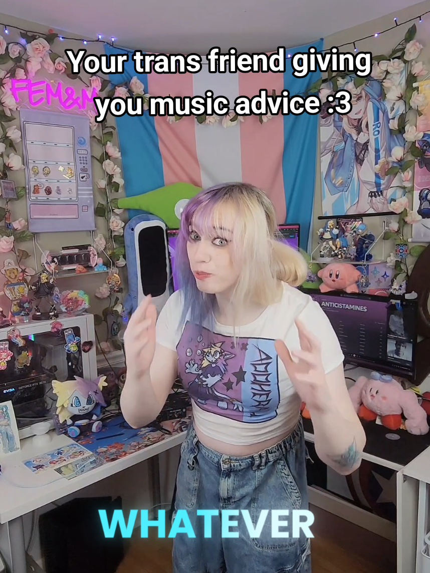 A post by @cosplaycatkitty on TikTok caption: Just some friendly advice from your Trans friend :3 #trans #producing #musicproducer #breakcore #transfem #Transgender #mtf #transmeme #lgbt #lgbtq #mtfmemes #transition #ComingOut #closeted #transtimeline #hrt #🏳️‍⚧️ 