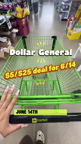 A post by @citycouponmom on TikTok caption: Dollar General $5/$25 deal I plan on doing this Saturday 6/14!  💕 Make sure subtotal is $28! 💕 6/14 Saturday only  💕 Dollar General clearance event is going on until 6/19– additional 50% off reduce prices  #dollargeneral #dollargeneralcouponing #dollargeneraldeals #couponing #coupontok #dollargeneralclearanceevent 