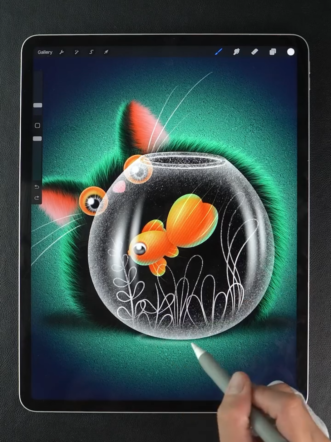 A post by @procreate.brushset on TikTok caption: Cat and Fish  High Quality Brush, Available Link in Bio ✍️🤩 #illustration #digitalart #howtodraw #procreate #drawing #tutorials #painting 