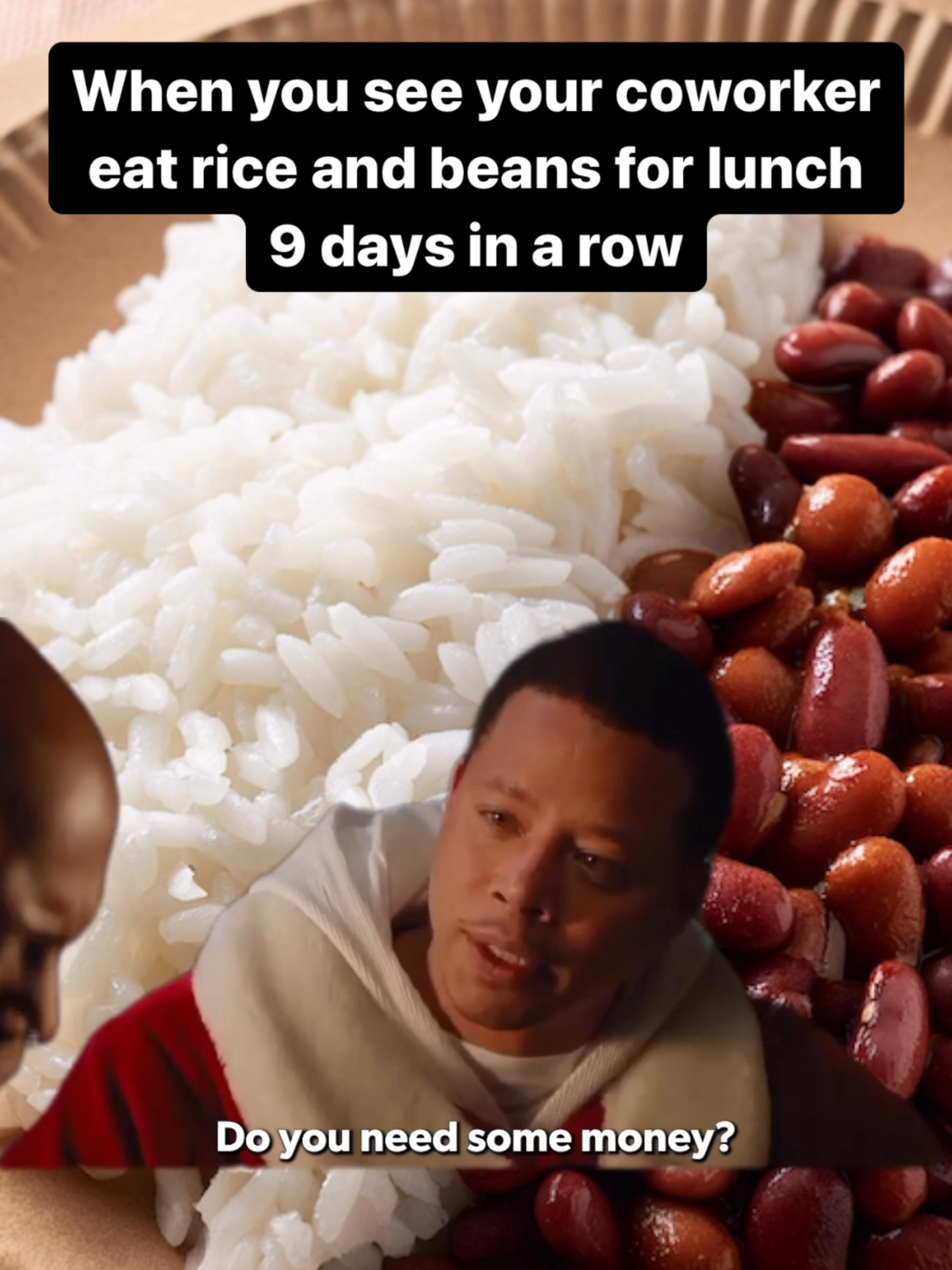 A post by @daveramsey on TikTok caption: When I say “beans and rice, rice and beans,” I don’t actually mean only eat rice and beans. What it represents is so much more than a low grocery bill. It’s about short-term sacrifice for the long-term win. You can do anything for a few months, even a few years to set yourself up for a lifetime of success. You have to live on less than you make in order to pay off debt, in order to save and invest, in order to be generous. You can’t spend more than you make and end up anywhere except bankruptcy court. And people are doing it every day, everywhere. The stuff I talk about is not hard to understand. It’s very hard to actually go and do it. You’ve got to decide you’re going to DO it. Day in and day out, you’ve drawn a line in the sand, and you are NOT going back. No more excuses. You’re taking control of your actions and your life. You’re ready to make your money work for YOU, not the other way around. Are you ready to change your life? #daveramsey #riceandbeans #moneymemes #funny #debtfree