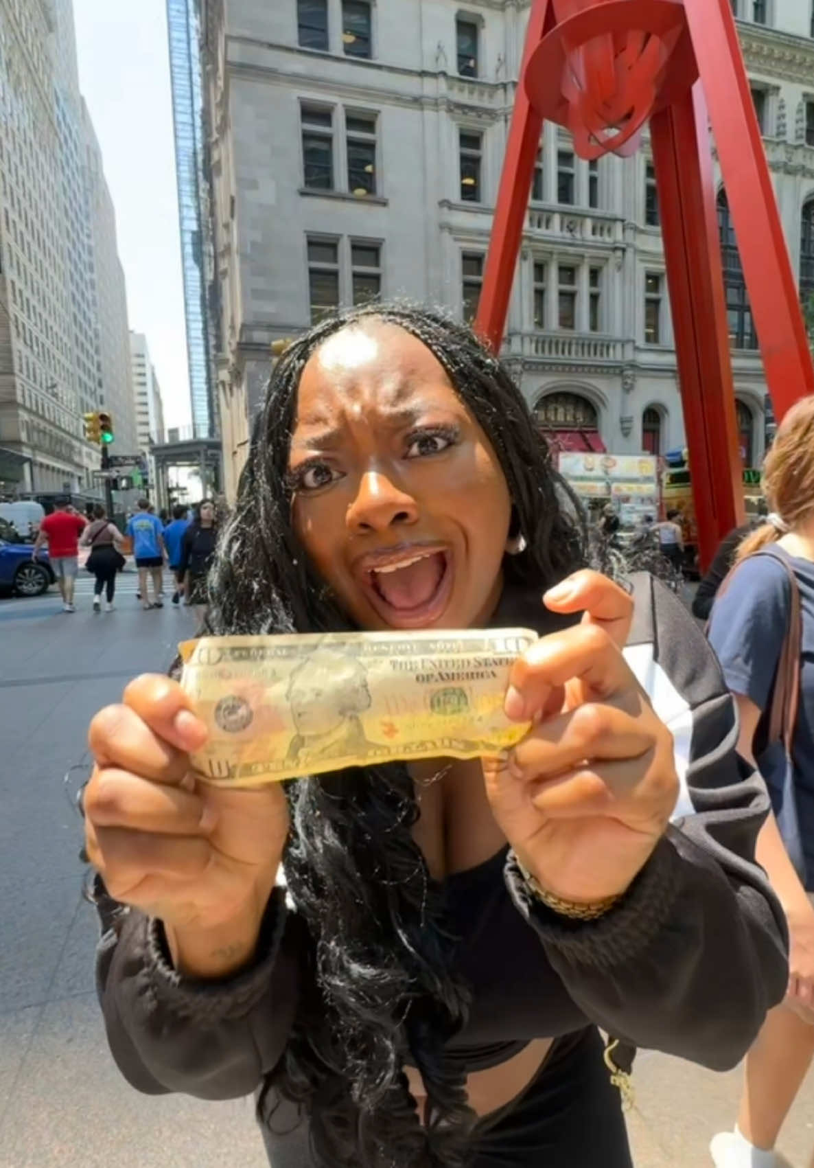 A post by @therealtati on TikTok caption: Eating in NYC with only $10 #nyc #tatitriesthings 