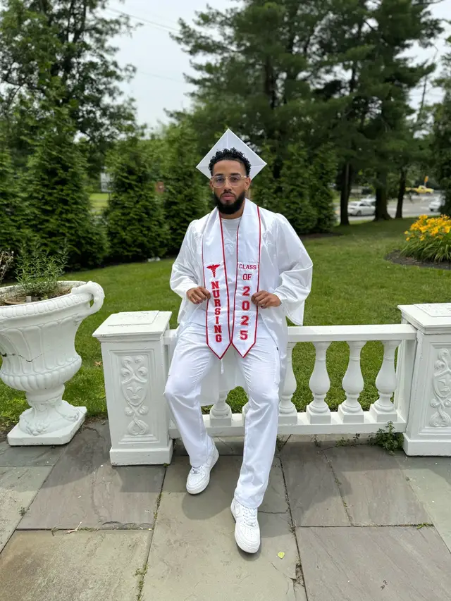 A post by @ednizzzy on TikTok caption: I OFFICIALLY GRADUATED NURSING SCHOOL. THANK YOU GOD. #classof2025 #nursingstudent #nurse #fyp 