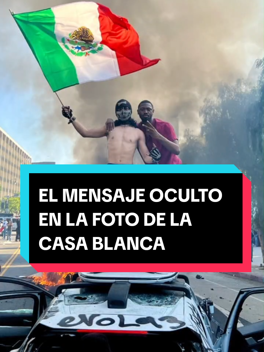 A post by @manuelpedrerooficial on TikTok caption: LA PRUEBA DEFINITIVA DE QUE TRUMP ESTA DETRÁS DE LAS PROTESTAS EN LOS ANGELES Y NO MÉXICO