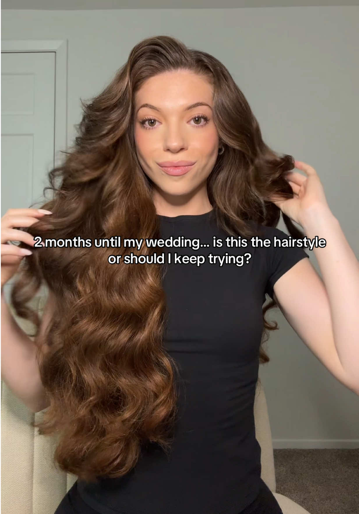 A post by @danielleathena on TikTok caption: What should I change? Folllow to see the final hairstyle for the big day!🤍 #hair #hairtok #bridalhair #bridalhairstyle #hairstyle #hairstyles #hairinspo 