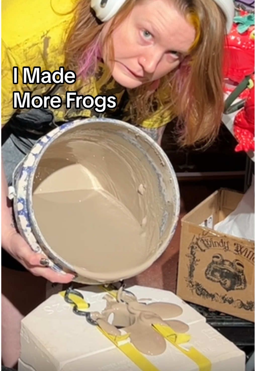 A post by @kalliopeyvonneceramics on TikTok caption: This is why I have to bank videos: Showing Y’all the process in real time makes it hard to keep the storyline straight!! It took roughly 20 days for the garden frog molds to dry out for the first time. If you are making plaster molds for ceramics, do not skip this step before you start casting. The drying time allows the plaster to fully cure and become absorptive! #potteryprocess #moldmakingandcasting #slipcast #frogcore #slipcastingprocess #froglady #moldmaking 