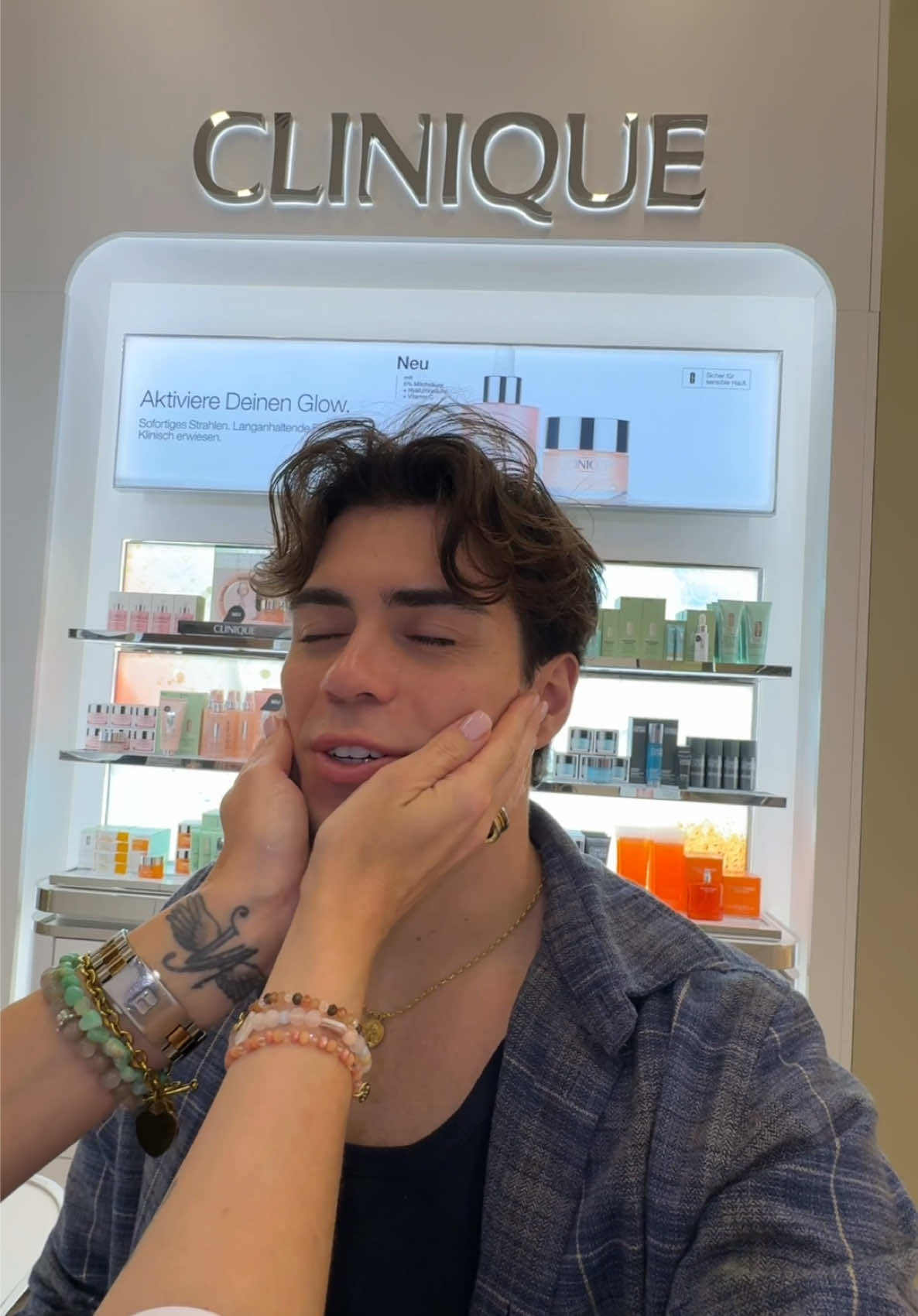 A post by @benjikrol on TikTok caption: My skin feels so much better now 🤩 If you want to get your skin analysed you can too at selected @Clinique counters! 𝘼𝘿