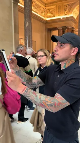 A post by @devonrodriguezart on TikTok caption: Drawing in the Louvre museum in Paris 🇫🇷♥️