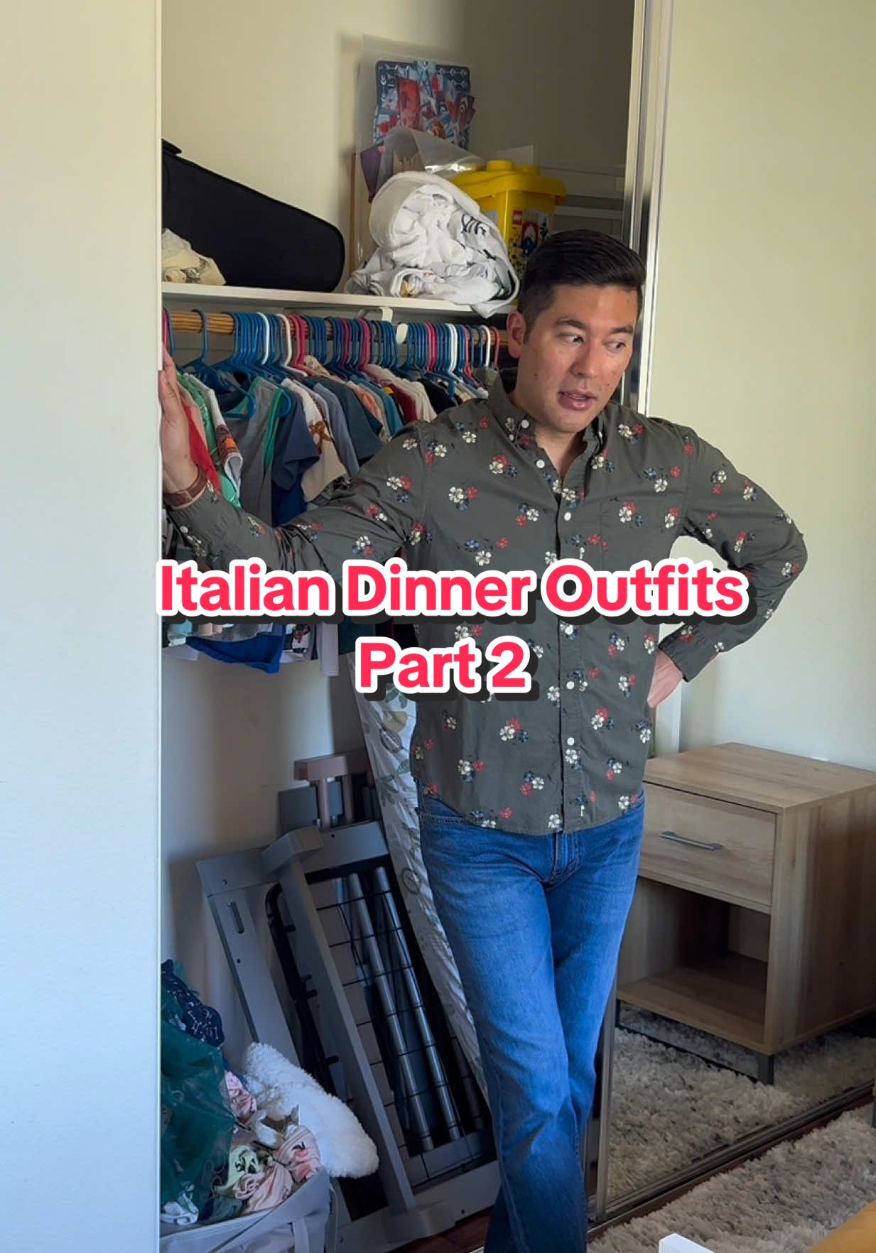 A post by @athomewithbryan on TikTok caption: PART 2: One and done! Brecon knew exactly what he wanted to wear and I am here for it. Green Dino shirt it is! #grwm #toddlerfashion #choices #familydinner #confidence #positiveparenting #dadsoftiktok #athomewithbryan 