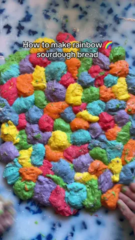 A post by @wheatculture on TikTok caption: How to make rainbow sourdough bread 🌈#sourdoughtiktok #sourdough #sourdoughstarter #sourdoughtok #sourdoughasmr #sourdoughcrunch #sourdoughbread #wheatculture #sourdoughclub #rainbowbread 