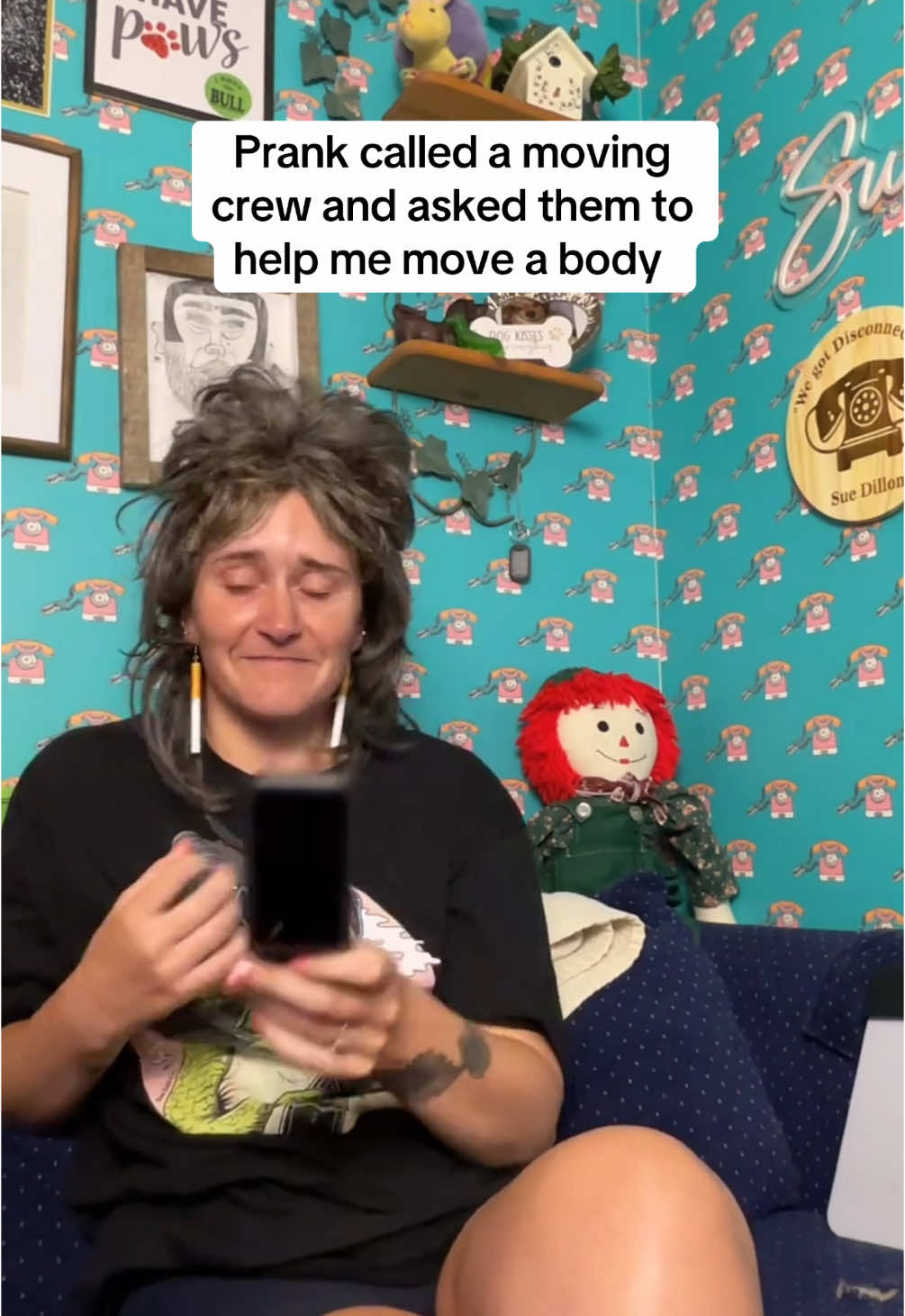 A post by @sarahsoda5 on TikTok caption: Morbid as hell. Watch these live! #fyp #prankcall #suedillon #communityfest2025 