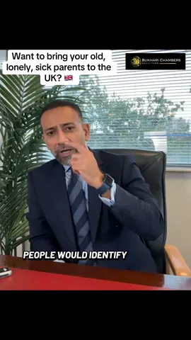 A post by @bukharichambers_ltd on TikTok caption: 🎯 Want to bring your sick, lonely parents to the UK? Mr. B reveals how the Adult Dependent Relative (ADR) visa is built exactly for aging, unwell parents struggling alone. 👉 Watch the longer video on our YouTube. #ADRvisa #UKVisa #SickParents #ElderCare #ImmigrationTips