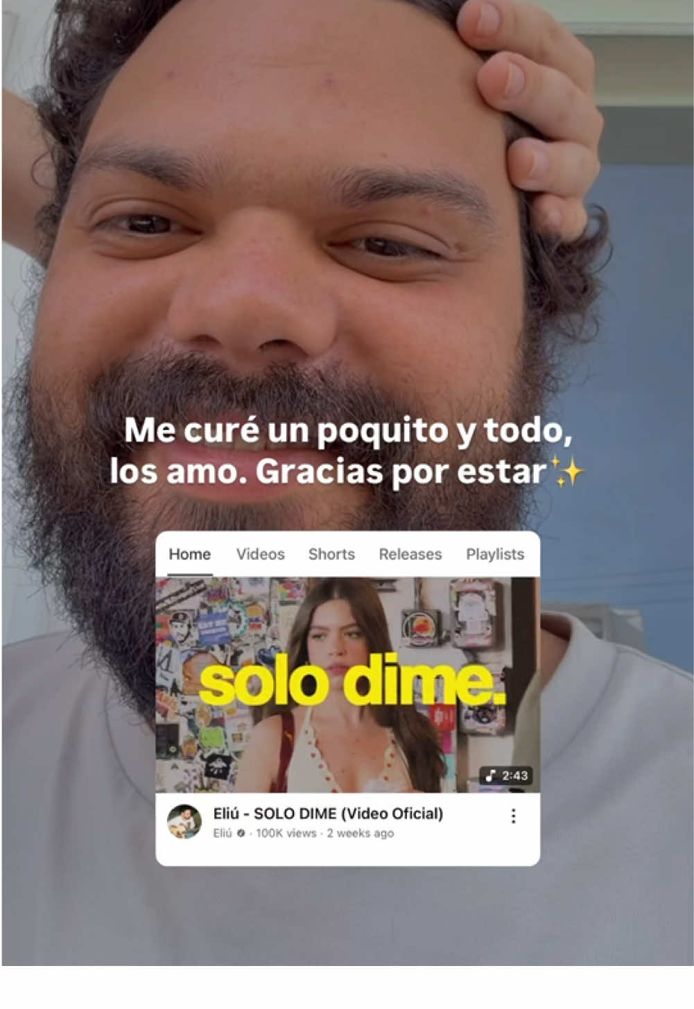A post by @eliuramoss on TikTok caption: 100k a SOLO DIME en 2 semanas, los amoooooo🥺❤️