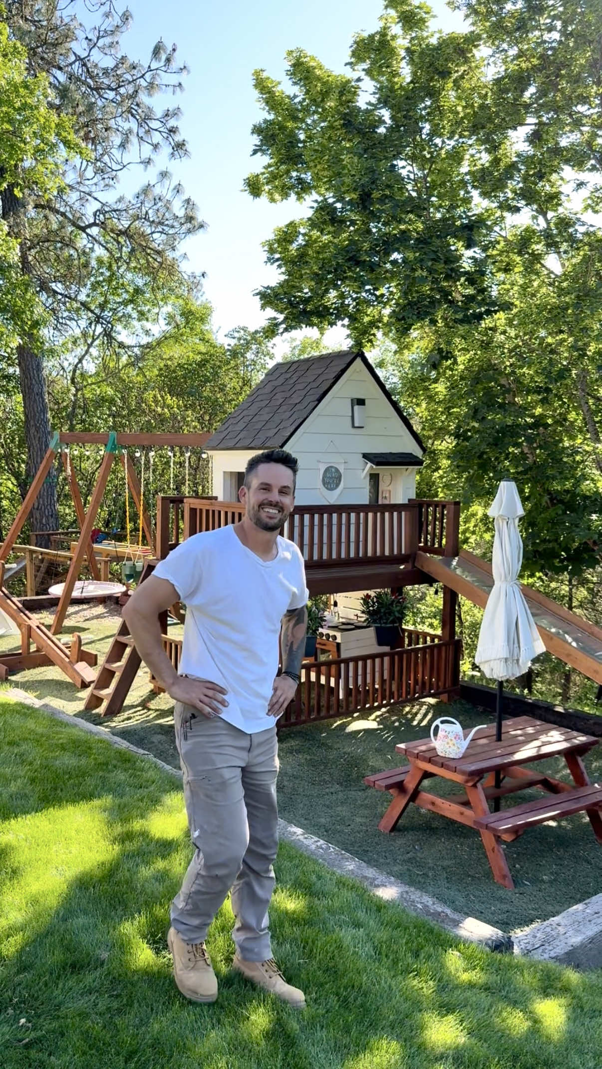 A post by @dadsocial on TikTok caption: Happy Father’s Day to all the dads out there! Father’s Day gifting tip, go to @Dutch Bros Coffee and get him an ice or hot caramelizer, he’ll thank me later! What project should I do next?!? #diy #dutchbrospartner