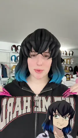 A post by @umbrawigs on TikTok caption: I’m def gonna start making more videos sharing my thoughts on the wigs we finish !  I’m super passionate about each project, so I’ll always have something to share ! . #wigcommission #wigstyling #cosplaywig #cosplaywigstyling #wigs #wigmaker #cosplaycommission #inosuke #inosukewig #demonslayer #kimetsunoyaiba 