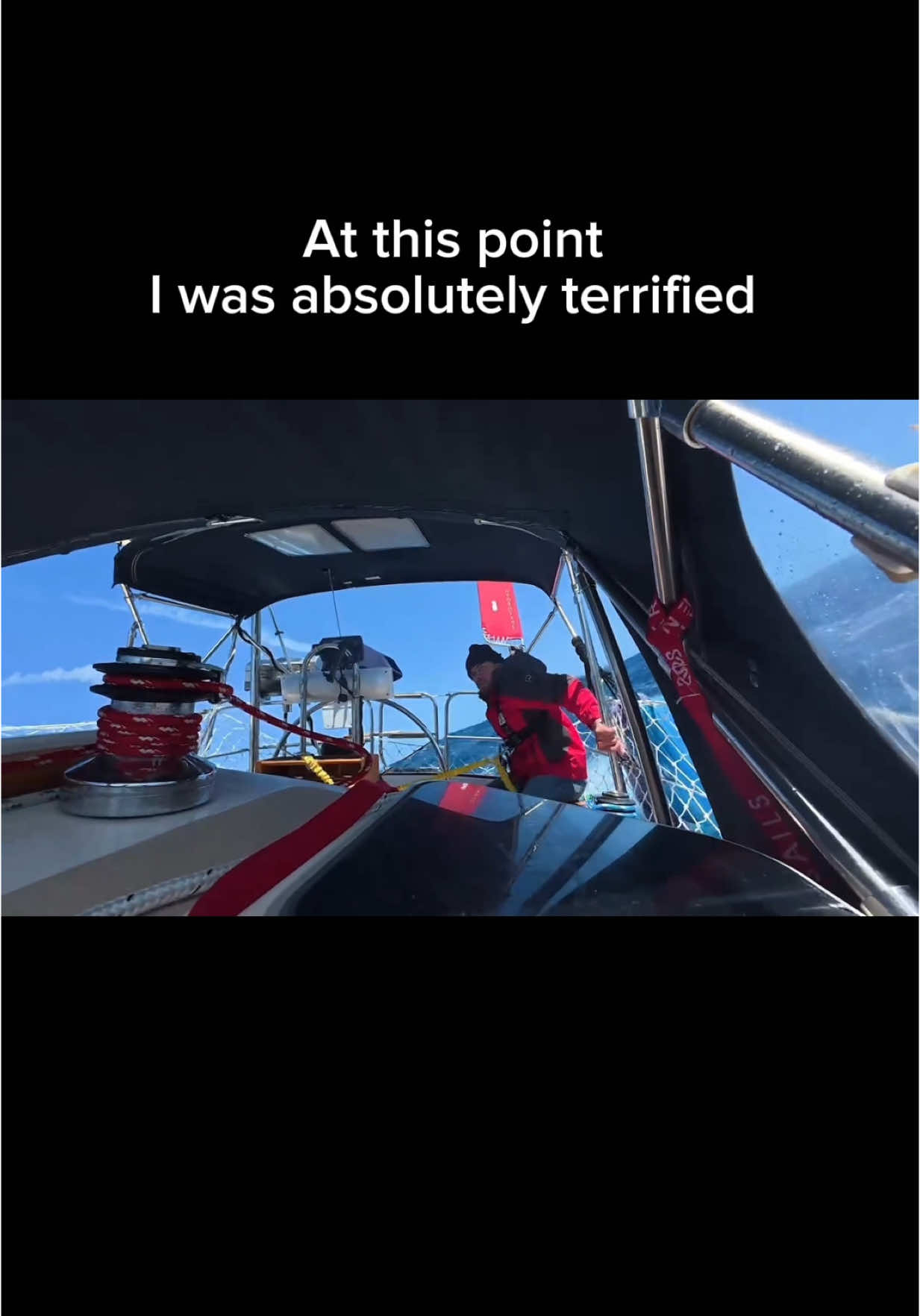 A post by @sailing_with_phoenix on TikTok caption: Keep in mind the is just the first 30 seconds of the 4 hours of chaos that unfolded lol   #fyp #sailing #sailinglife #dream 