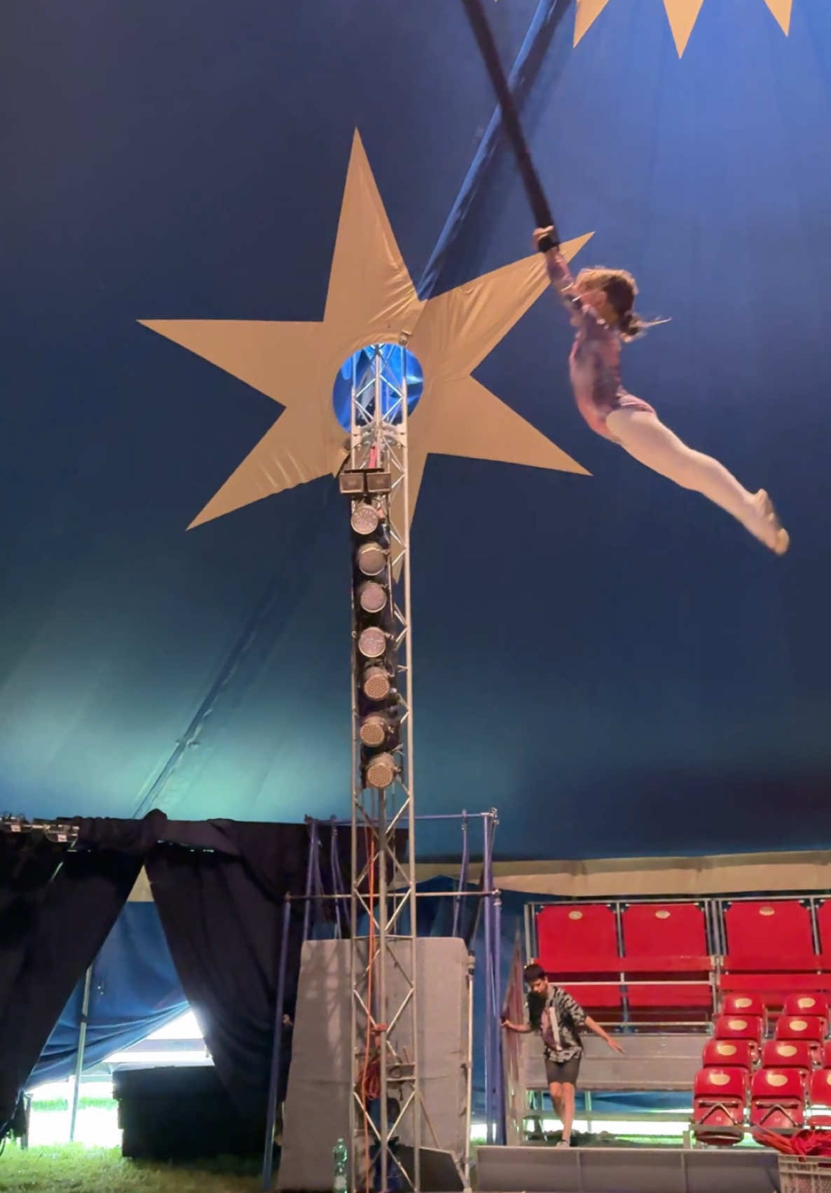 A post by @wow_family_circus on TikTok caption: #circusartist #aerialist #aerialstraps 