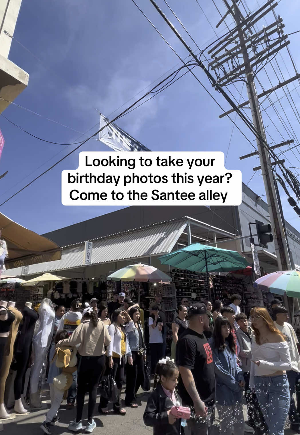 A post by @collective29studios on TikTok caption: For anyone looking to take your birthday photos or for any occasion come to the Santee alley as many of you know a lot of businesses are struggling and I hope this video not only encourages people to book us for a session but to also stop by the Santee alley to make a purchase #santeealley #fashiondistrict #fashiondistrictla #lathingstodo #birthdaypjotoshoots 