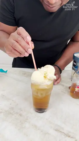 A post by @realtipsybartender on TikTok caption: Harry Potter Butter Beer Float #cocktails #harrypotter