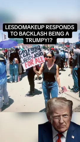 A post by @panchodoesitbetter on TikTok caption: LESDOMAKEUP RESPONDS TO BACKLASH BEING A TRUMPY!? #lesdomakeup#vlex#lesdomakeupvlex#ice#deportation#immigrant#donaldtrump#influencer#fyp#shocking#explore#xyz#panchodoesitbetter#chisme#hispanic#viral#trending#drama#latino#pancho#mexico#dramatiktok#fyp#panchoclips#parati