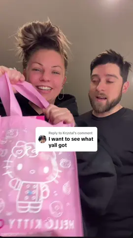 A post by @schatz224 on TikTok caption: Replying to @Krystal when Chet went “WhAaaaaAaaaaat?!” I lost it hahahaha @Chet #schatzandchet #hellokitty #haul #unboxing 