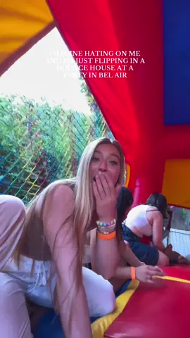 A post by @graciekramer8 on TikTok caption: I’M JUST A BABYYY🤸🏼 #trend #gymnastics #bouncehouse #viral #flip #party #summer 